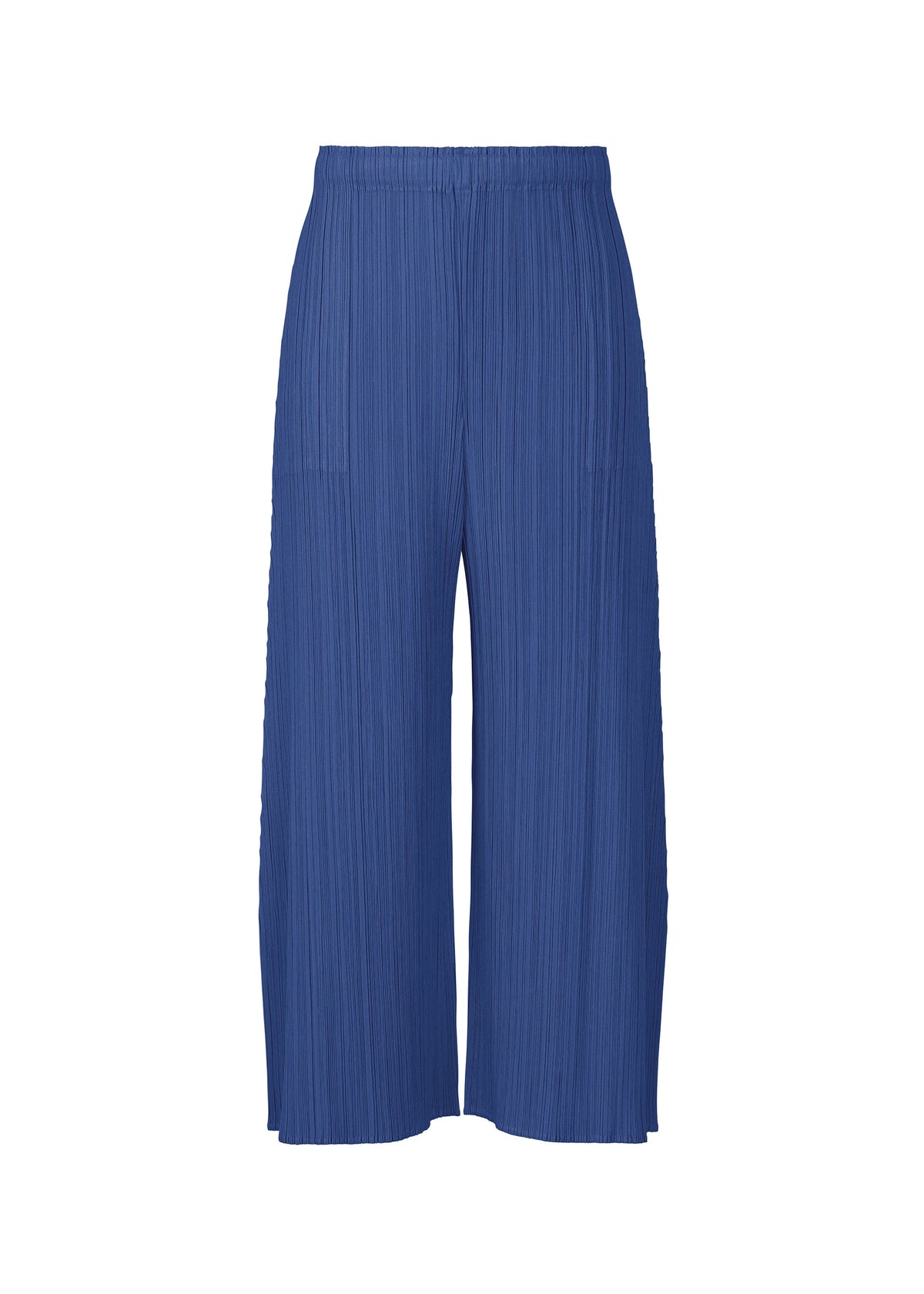 MONTHLY COLORS : JULY by PLEATS PLEASE ISSEY MIYAKE—blue pleated, wide-leg ankle-length pants with elastic waistband and pockets, shown on a white background. view 5 of 10
