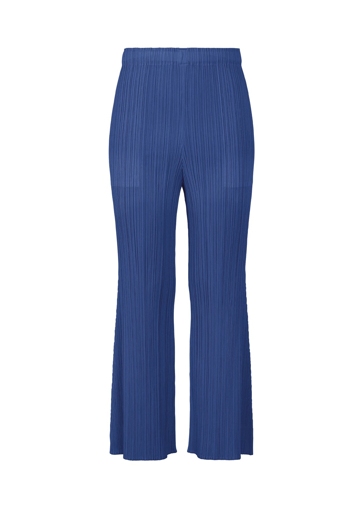 MONTHLY COLORS : JULY wide-leg blue pleated pants by PLEATS PLEASE ISSEY MIYAKE, featuring an elastic waistband and pockets, shown against a white background. view 5 of 10