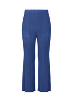 MONTHLY COLORS : JULY wide-leg blue pleated pants by PLEATS PLEASE ISSEY MIYAKE, featuring an elastic waistband and pockets, shown against a white background. - BLUE （no.72）