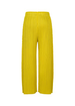 MONTHLY COLORS : OCTOBER by PLEATS PLEASE ISSEY MIYAKE—yellow pleated wide-leg pants with an elastic waistband, shown front-facing on a white background. A vibrant, easy-to-style addition to any outfit.
