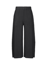 THICKER BOTTOMS 1 by PLEATS PLEASE ISSEY MIYAKE: Black wide-leg cropped pleated pants with an elastic waistband and practical pockets, crafted from thick fabric and shown against a white background. - BLACK （no.15）