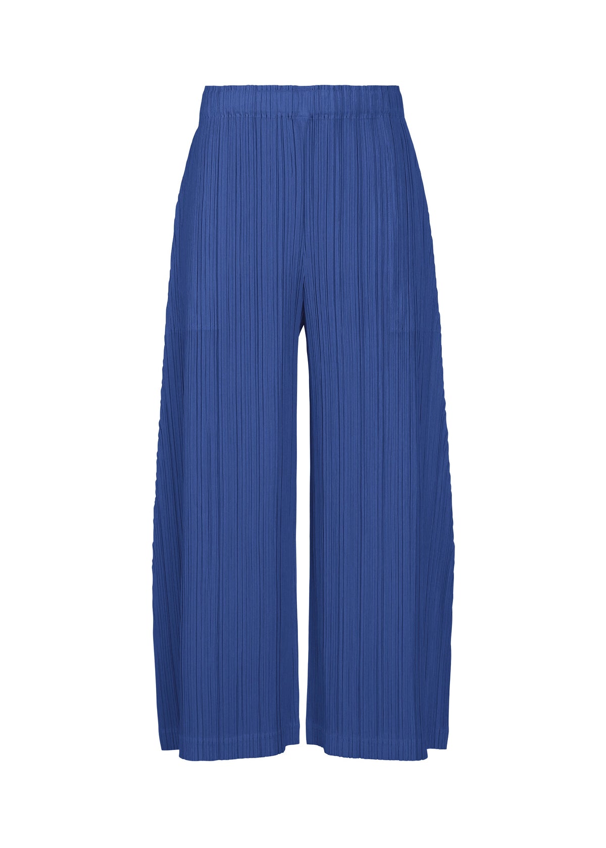 THICKER BOTTOMS 1 by PLEATS PLEASE ISSEY MIYAKE: deep blue, wide-leg, ankle-length pants with a pleated texture, practical pockets, and thick fabric, shown against a white background. view 5 of 10