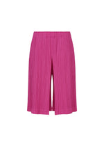 THICKER BOTTOMS 2 by PLEATS PLEASE ISSEY MIYAKE are high-waisted, knee-length pleated shorts in bright pink, crafted from thick fabric with convenient side pockets and shown against a white background. - MAGENTA （no.29）