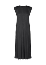 The BOUQUET dress by PLEATS PLEASE ISSEY MIYAKE is a sleeveless, ankle-length black piece featuring a round neckline and vertical pleats for a textured look. Its loose, flowing silhouette adds elegant, timeless charm. - BLACK （no.15）