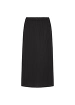 A-POC BOTTOMS by PLEATS PLEASE ISSEY MIYAKE—a black, mid-length straight skirt featuring an elastic waistband and discreet pockets, shown on a white background. - BLACK （no.15）