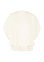The PLEATS PLEASE ISSEY MIYAKE A-POC SLICE is a cream-colored, loose-fitting round-neck top with short sleeves, wide neckline, and relaxed silhouette, shown against a white background. - WHITE （no.01）