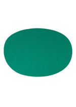 The PLEATS PLEASE ISSEY MIYAKE A-POC SLICE is an oval, solid green placemat with a subtle textured pattern, inspired by the A-POC series, shown on a white background.