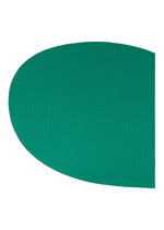 The A-POC SLICE by PLEATS PLEASE ISSEY MIYAKE is a green, semi-circular placemat with a smooth texture and flat right edge, inspired by the A-POC series, shown on a white background.