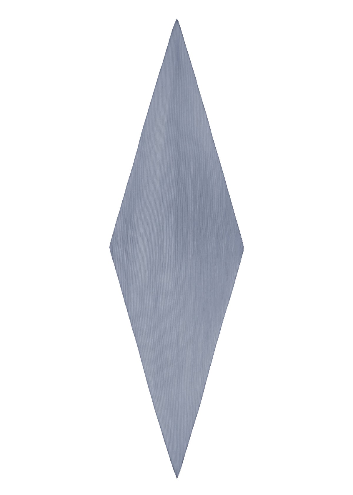 The MONTHLY SCARF AUGUST by PLEATS PLEASE ISSEY MIYAKE, featuring a silver-gray hue and diamond shape with a textured surface, adds refreshing color and midsummer elegance to a white background. view 4 of 5