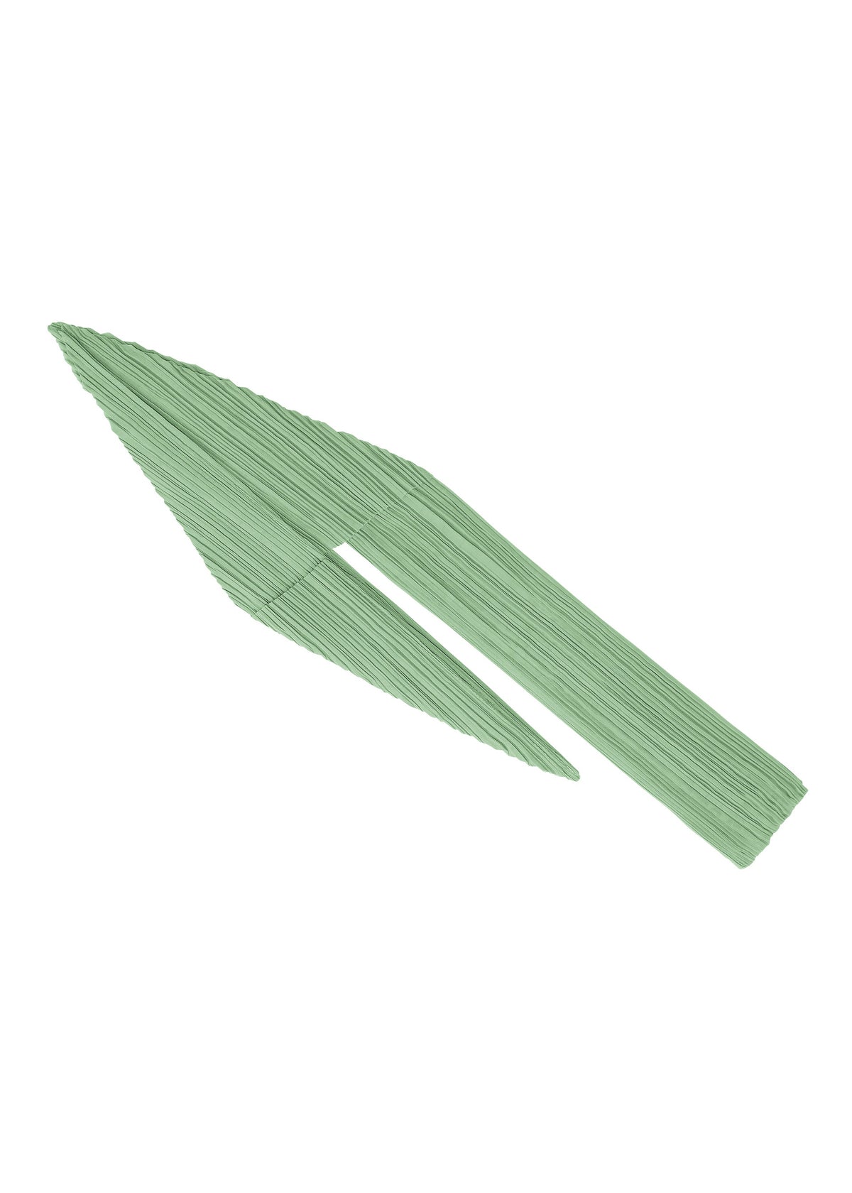A FOLD HOOD SCARF by PLEATS PLEASE ISSEY MIYAKE, artfully displayed in a geometric, arrow-like arrangement on a white background, evoking the graceful pleats of its elegant design. view 2 of 6