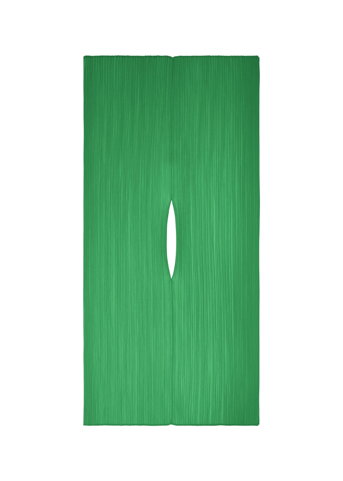 Zoomed view The MADAME-T OCTOBER by PLEATS PLEASE ISSEY MIYAKE is a rectangular green textured panel with a vertical oval slit, shown against a white background. - GREEN （no.62）