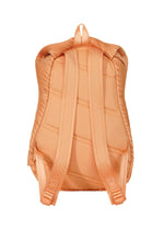 The BIAS PLEATS BACKPACK by PLEATS PLEASE ISSEY MIYAKE is shown from the back, featuring padded shoulder straps, a quilted design, and a top hanging loop. Its sleek and modern look makes it ideal for everyday use.