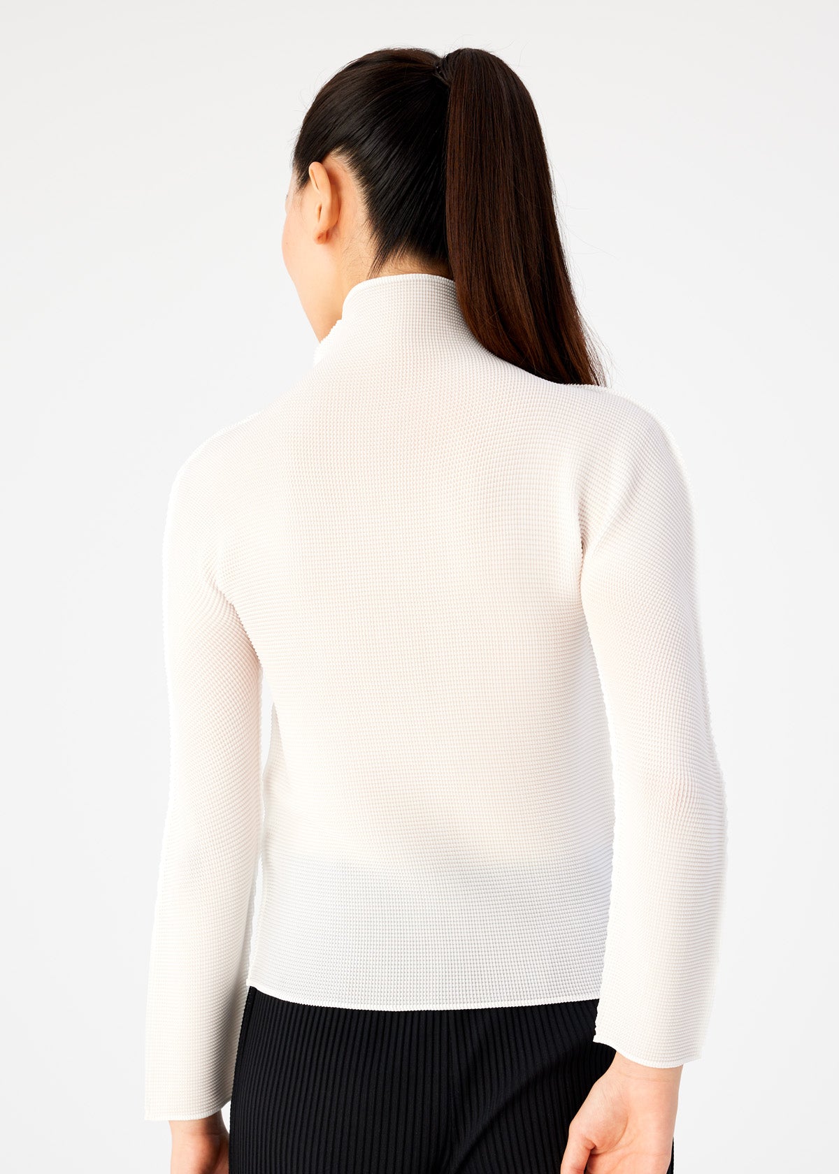 ISSEY popular MIYAKE IVORY STRETCH NET TURTLENECK NECK TOP